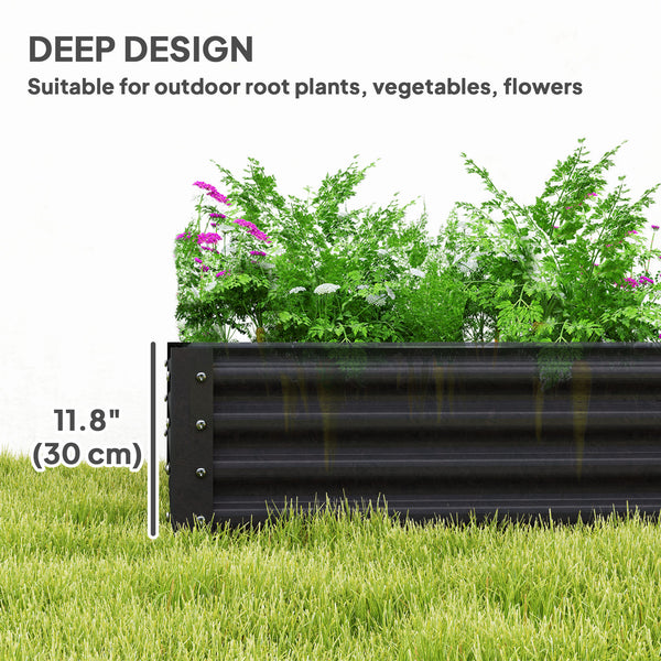 Reinforced galvanized raised planter with open bottom, dark grey