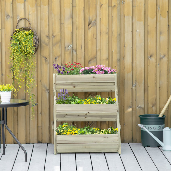 3-tier raised wooden planter
