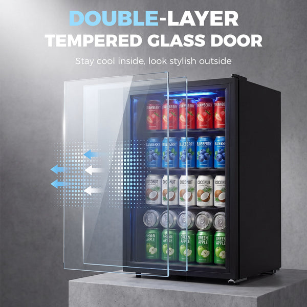 2.1 cu. ft. Beverage Refrigerator, 85-can capacity, black