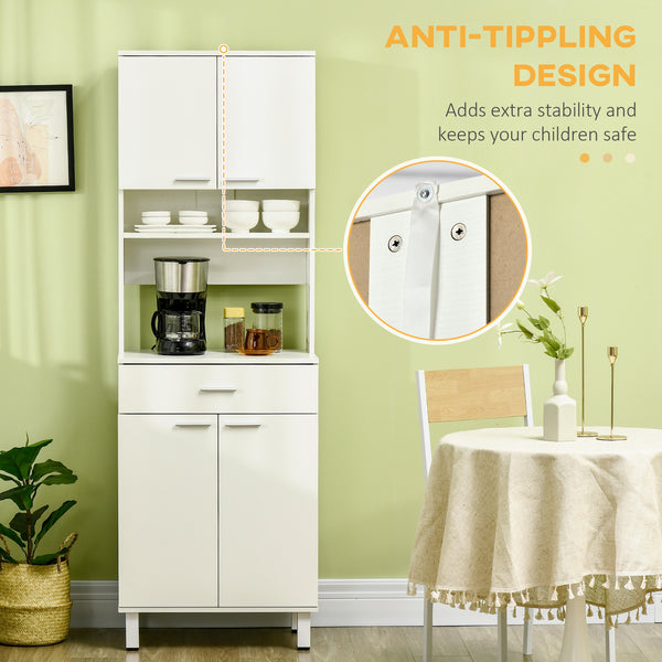 Pantry with microwave storage, white