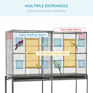 Extra Large 64" Metal Bird Cage with Rolling Stand