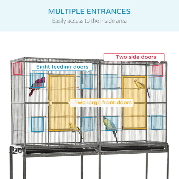 Extra Large 64" Metal Bird Cage with Rolling Stand
