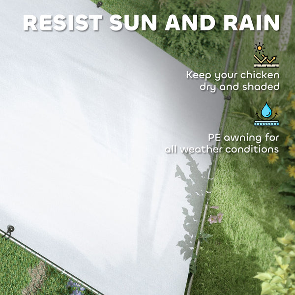 Metal chicken coop with waterproof and UV-resistant cover