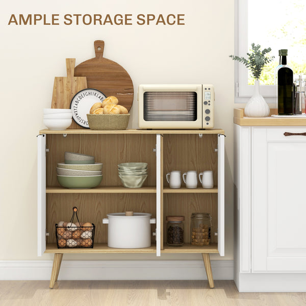 Modern sideboard with adjustable shelves and 4 doors, natural