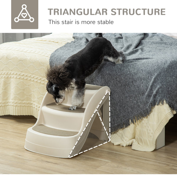 Portable folding stairs for small dogs and cats, cream color