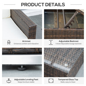 9 Piece Wicker Garden Furniture Set with Cushion, Cream White