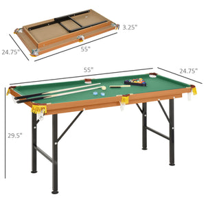 54.3" L Portable Mini Pool Table with Cues, Ball, Chalk and Rack for Kids