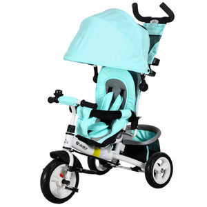 6 in 1 tricycle with parent handle, green