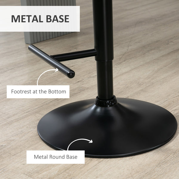 Set of 2 Modern Faux Leather Bar Stools, Swivel and Adjustable, Black