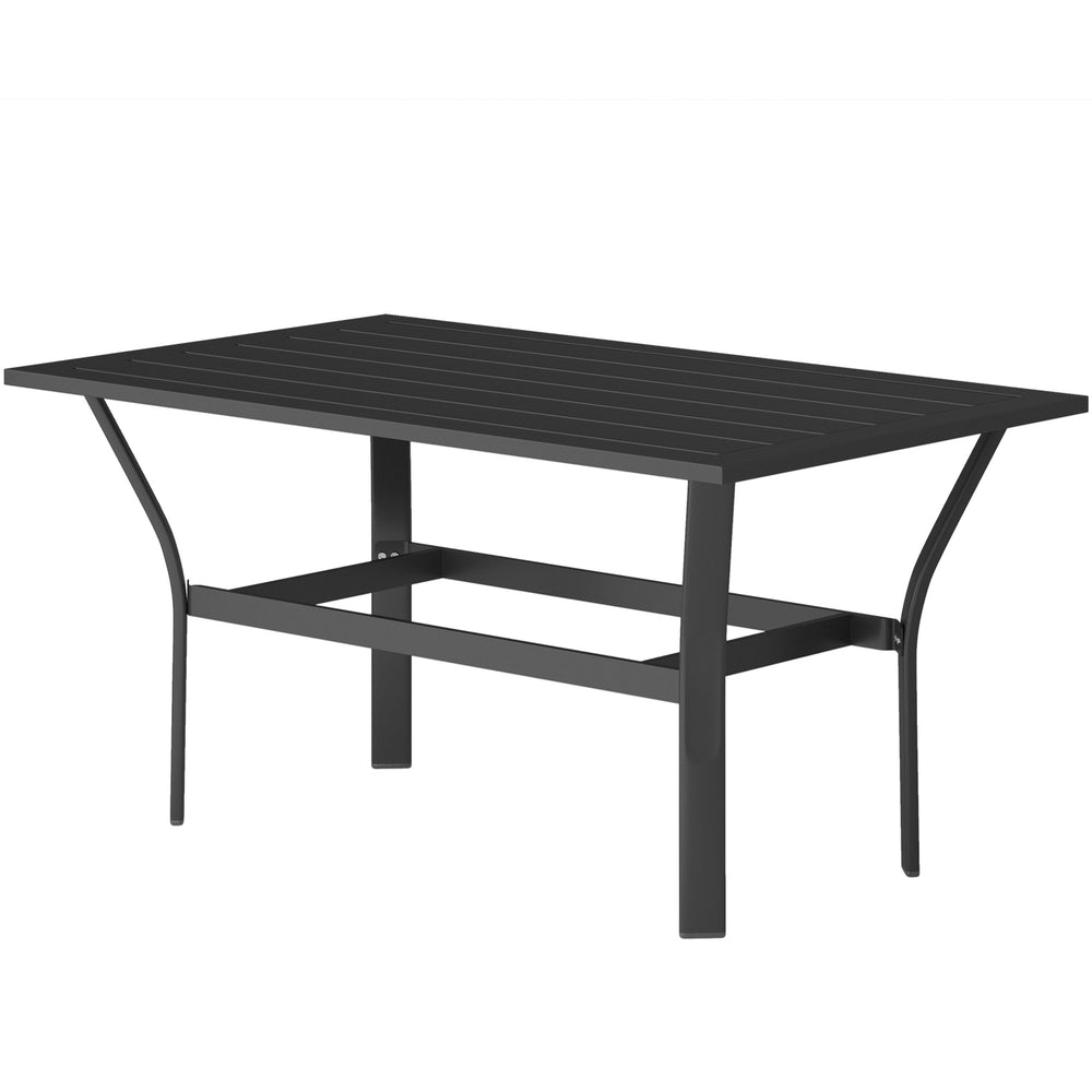 Outdoor slatted-top side table, black