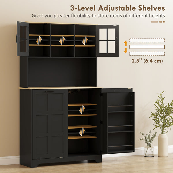 Storage Cabinet with Charging Station, 7 Gallon Trash Can, Adjustable Shelves, Black