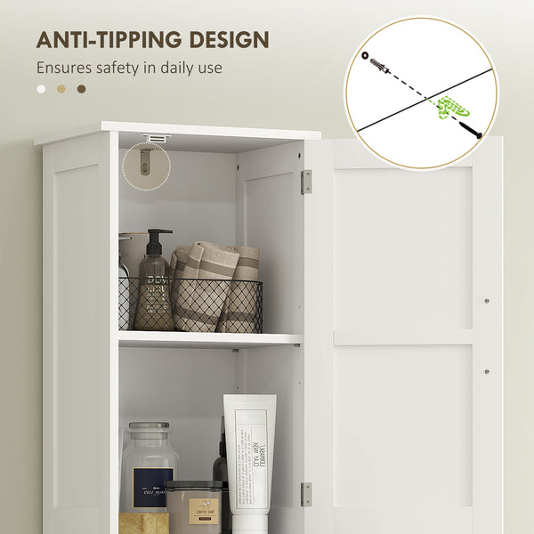 Bathroom cabinet 170 cm high with drawer, barn doors and adjustable shelves, white