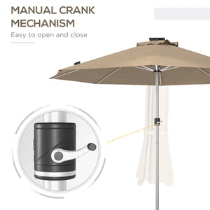 9.6-foot LED light-up parasol with 4 lighting modes, solar and USB charging, beige