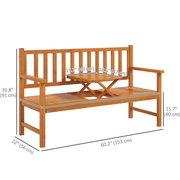 Wooden bench with a central lifting table that can accommodate 2 to 3 people