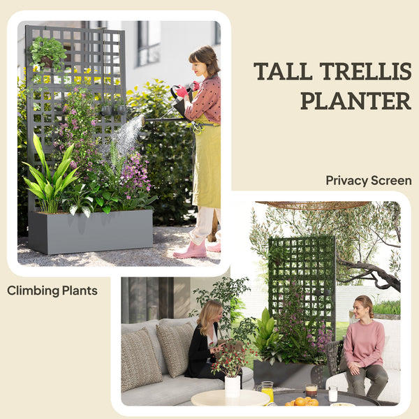 Galvanized raised planter with trellis for climbing plants, vegetables and vines