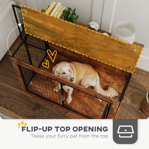 Crate with hinged lid and 2 doors, rustic brown