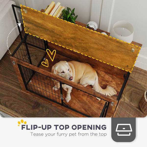 Crate with hinged lid and 2 doors, rustic brown