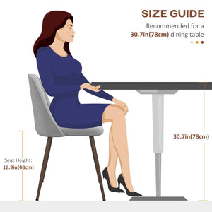 Set of 4 velvet upholstered dining chairs, grey