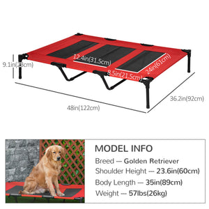 Elevated dog bed, red