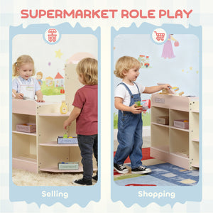 Children's Grocery Store Playset, Pretend Shop with Cash Register and ATM, Pink