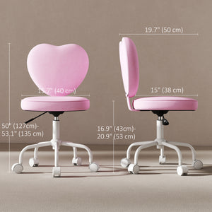Office chair with heart-shaped backrest, pink