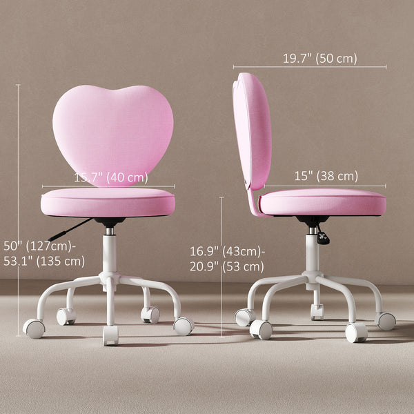 Office chair with heart-shaped backrest, pink