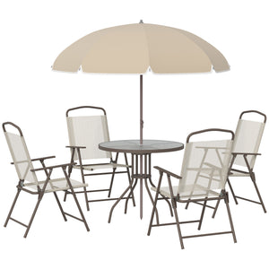 6-piece outdoor dining set for 4 people with parasol