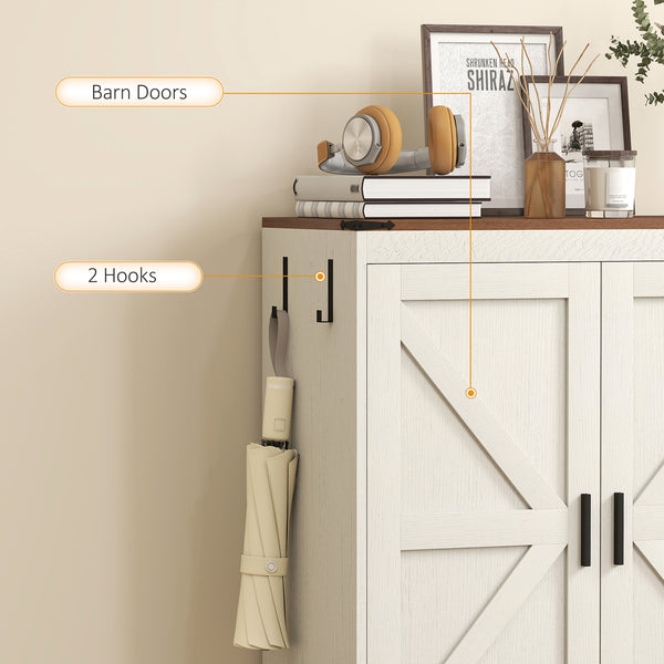 5-Tier Shoe Rack for 15 Pairs, Farmhouse Style, White
