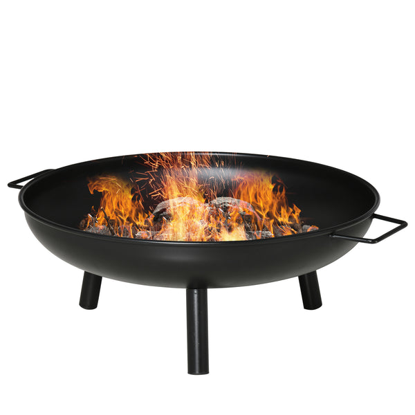 Round wood-burning fireplace, black