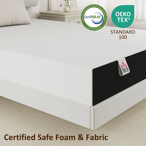 8-inch cooling memory foam full-size mattress, medium-firm comfort and lumbar support – White and gray
