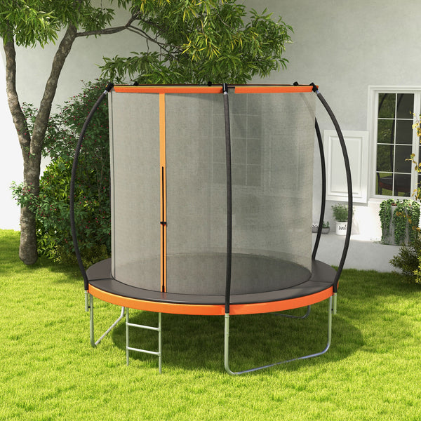 10ft Trampoline with Enclosure Net and Ladder, Orange