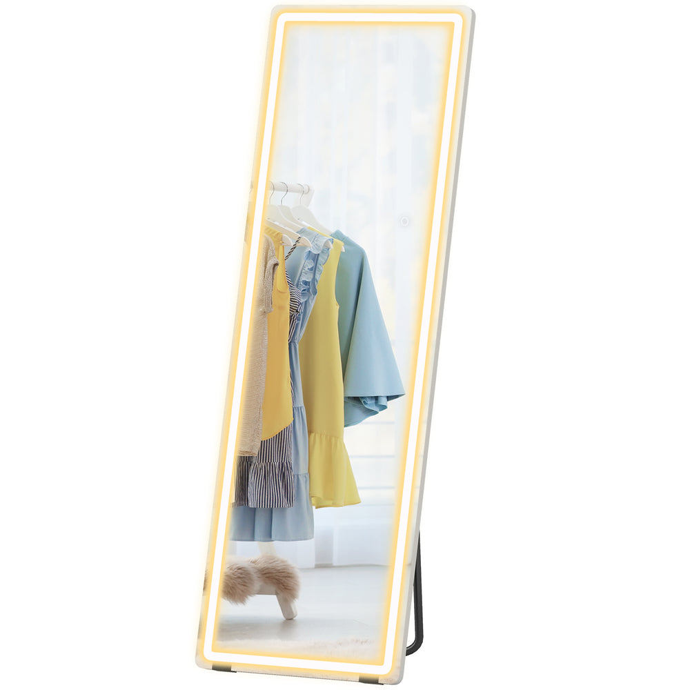 Full-length LED freestanding mirror with 3-color lighting