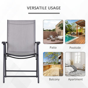 Set of 2 comfortable folding patio chairs with armrests, black