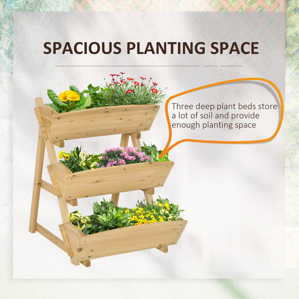 3-tier raised wooden planter