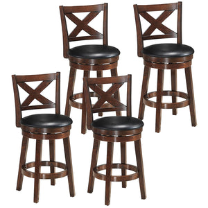 Swivel counter-height bar stool with padded X-shaped seat and PVC cushion - 24"