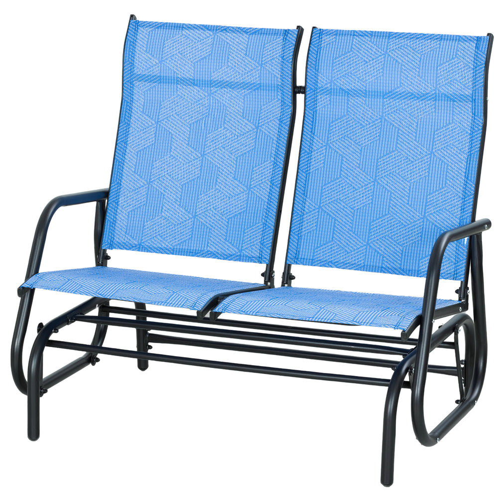 Outdoor 2-Person Rocking Bench, Blue