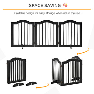 3-Panel Foldable Dog Gate with Support Feet, Black
