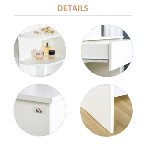 Dressing table with open shelves and drawer, white