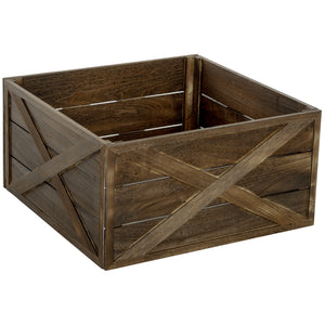 Christmas tree skirt with dark aged wood finish