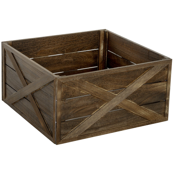 Christmas tree skirt with dark aged wood finish