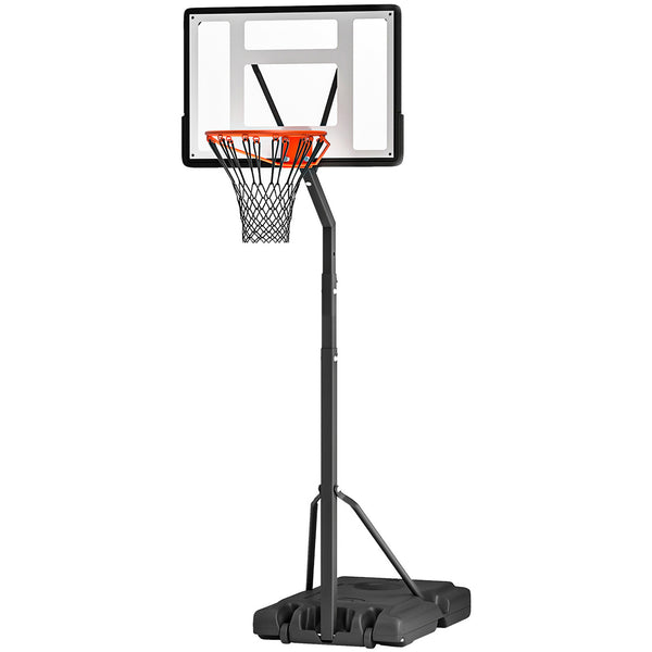 Portable basketball hoop with wheels, adjustable height from 2.4 to 3 m, black