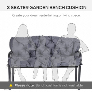 3 Seater Replacement Cushions for Bench, Swing and Backrest for Patio and Garden, Dark Grey