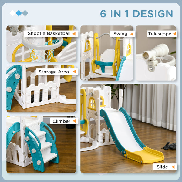 6-in-1 Yellow Swing and Slide Set
