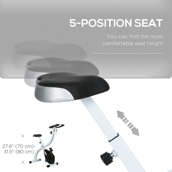 Foldable and quiet exercise bike with 8-level magnetic resistance, black