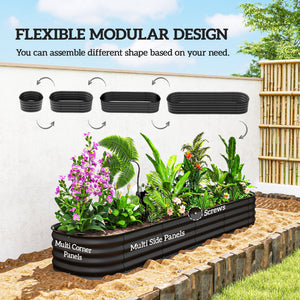Galvanized raised planter with safety rim, black