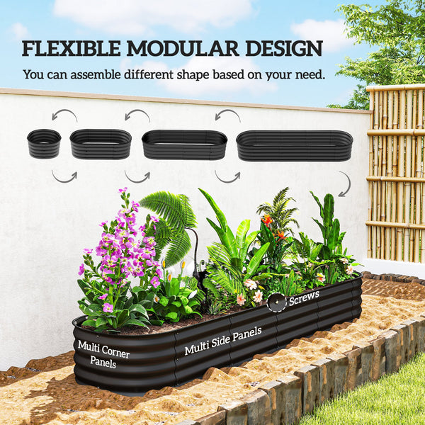 Galvanized raised planter with safety rim, black