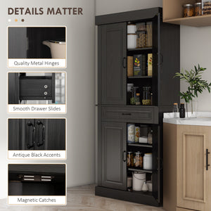 Pantry with 4 doors and 2 cabinets, aged black
