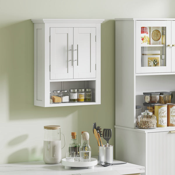 Wall-mounted bathroom cabinet with shelf, white