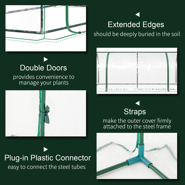 Portable mini greenhouse with zippered doors