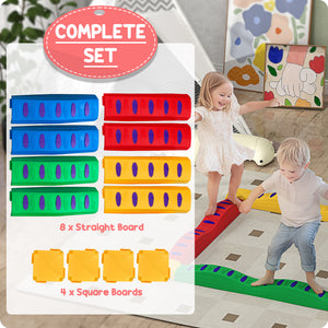 12-piece balance beam with non-slip pads